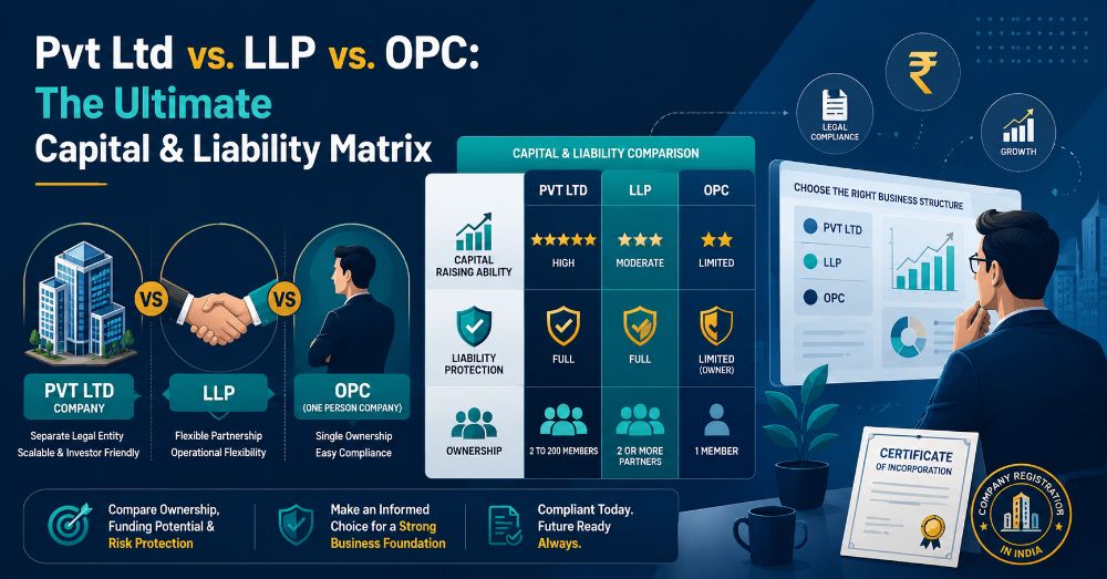 Pvt Ltd vs. LLP vs. OPC: The Ultimate Capital & Liability Matrix
