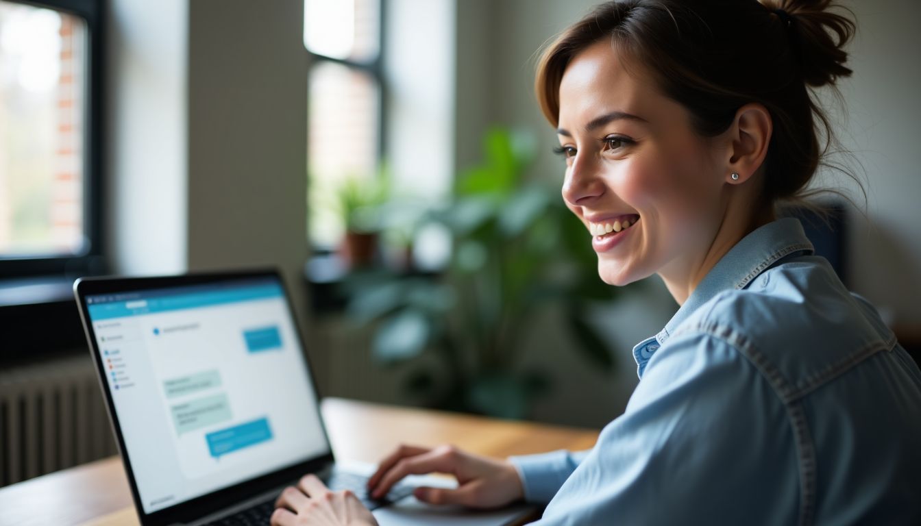 A person creating a chatbot on ManyChat's interface in a casual office setting. A person creating a chatbot on ManyChat's interface in a casual office setting.