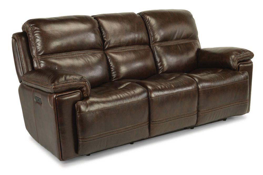 Flexsteel Fenwick sofa with dark brown leather.