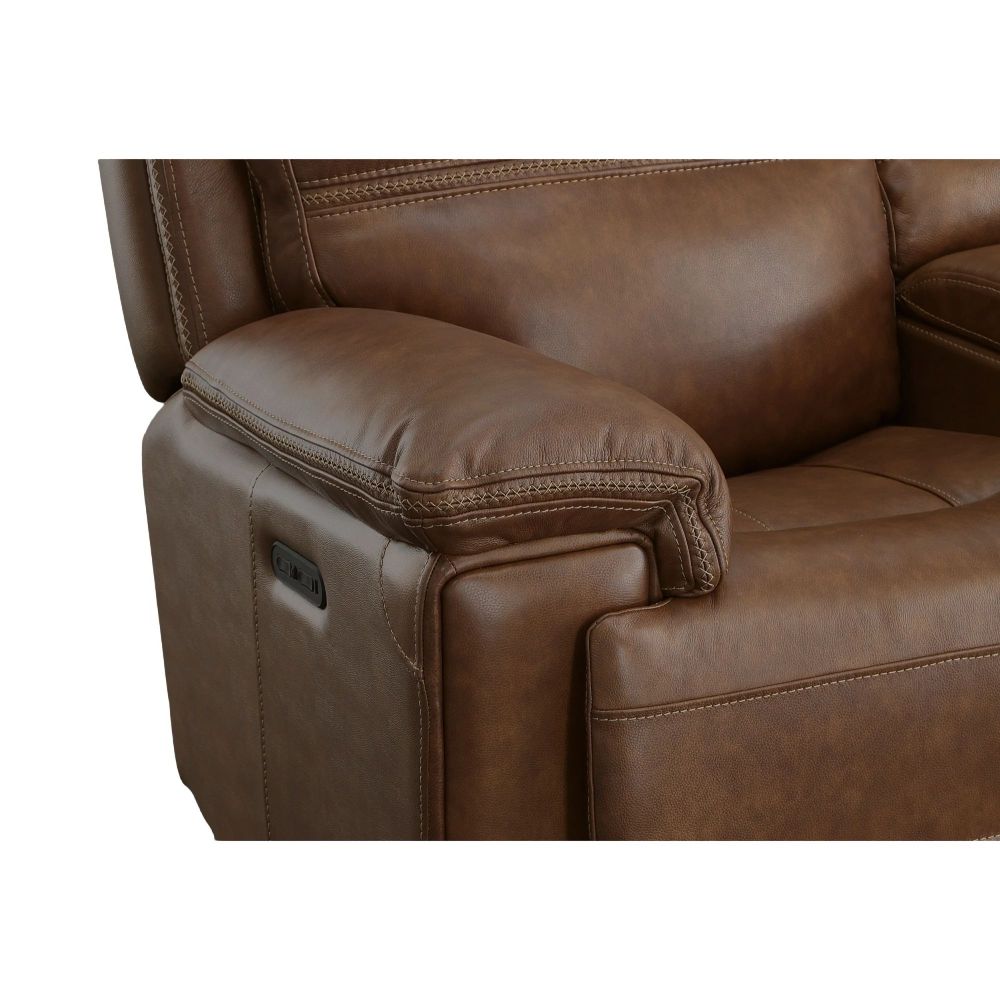 Flexsteel Fenwick Leather collection features exposed stitched accents.