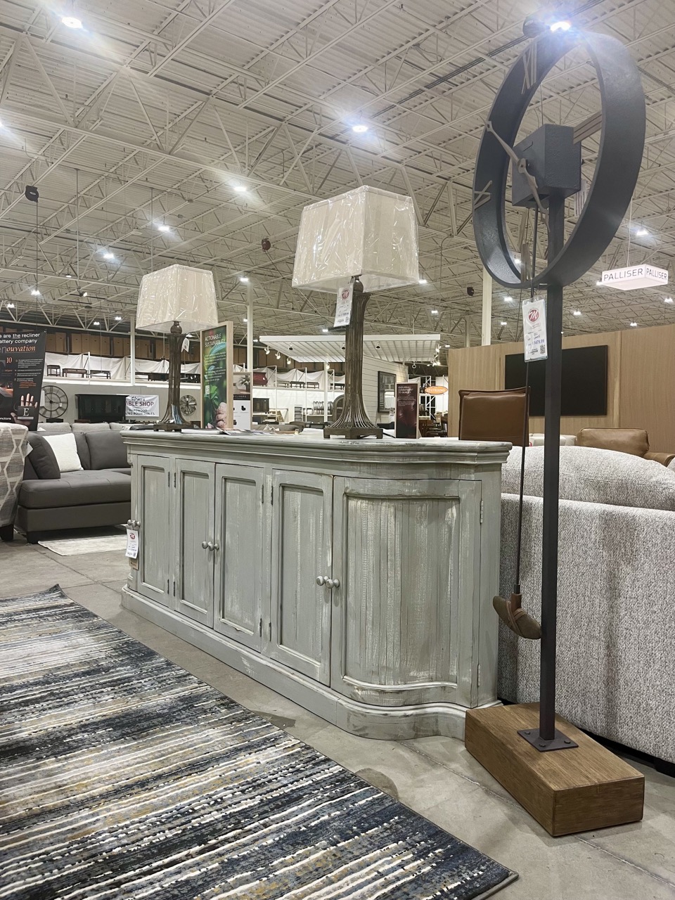 May be an image of credenza, table, lighting, indoors and text that says 'PALLISER ALLISER'