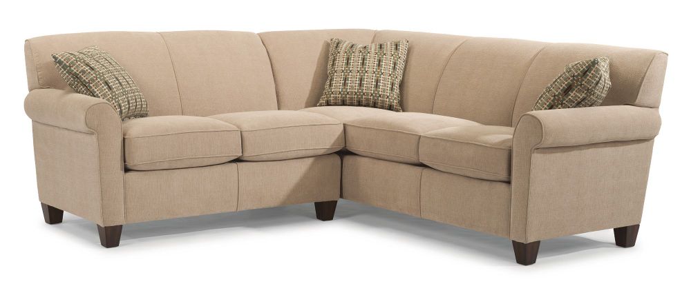 2 piece Flexsteel Dana sectional with light neutral fabric