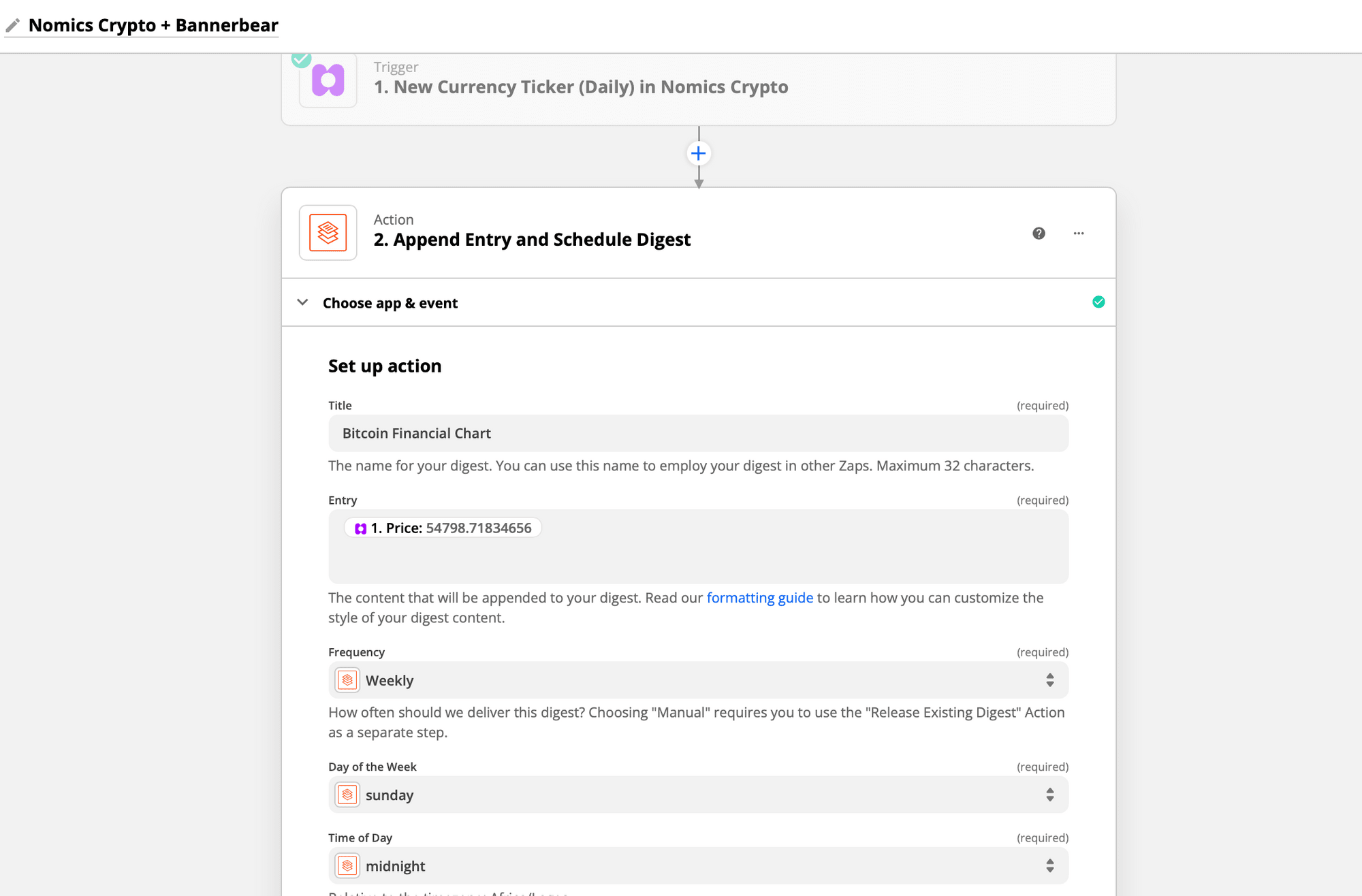 Zapier action trigger setup modification screenshot