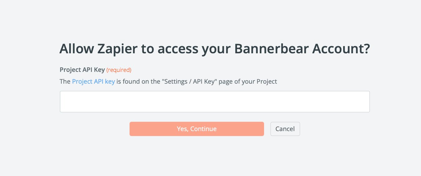 Screenshot of Zapier permission to Bannerbear