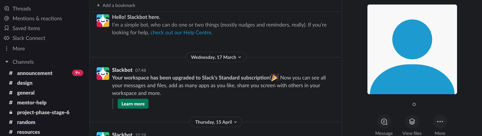 Screenshot of Slack