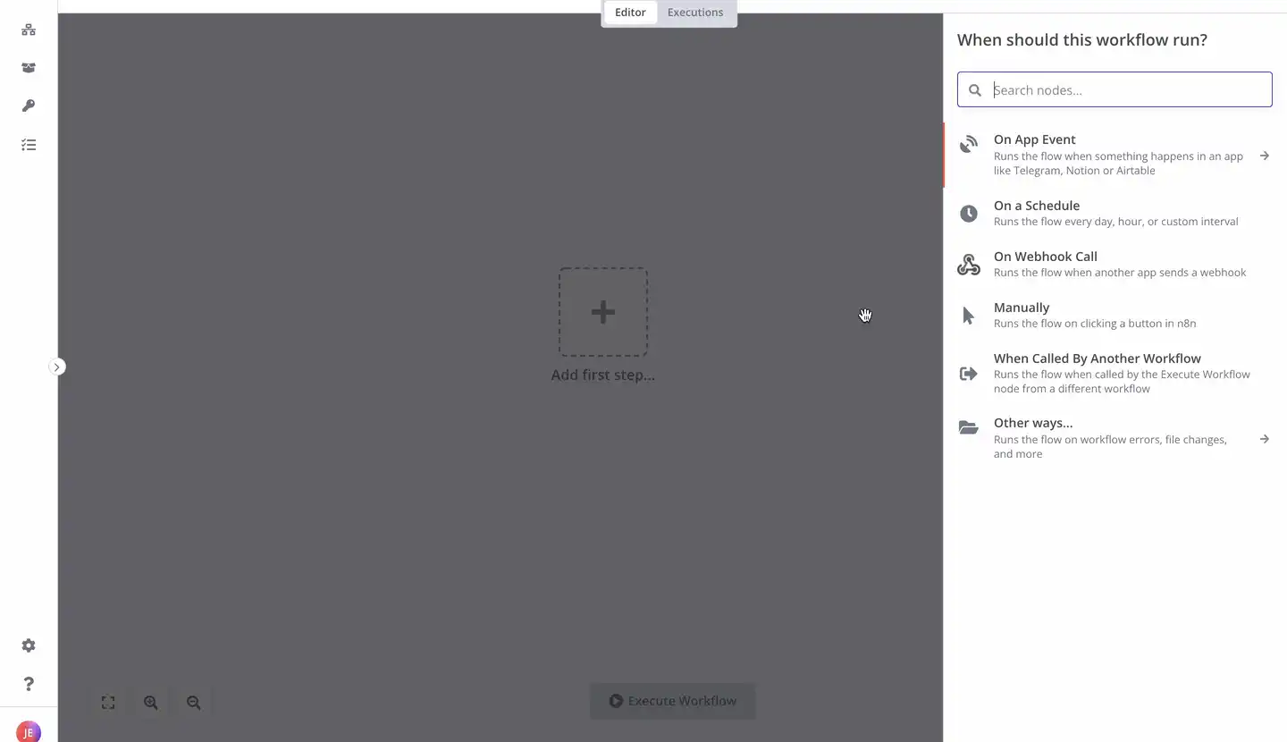Add the Baserow node to get rows