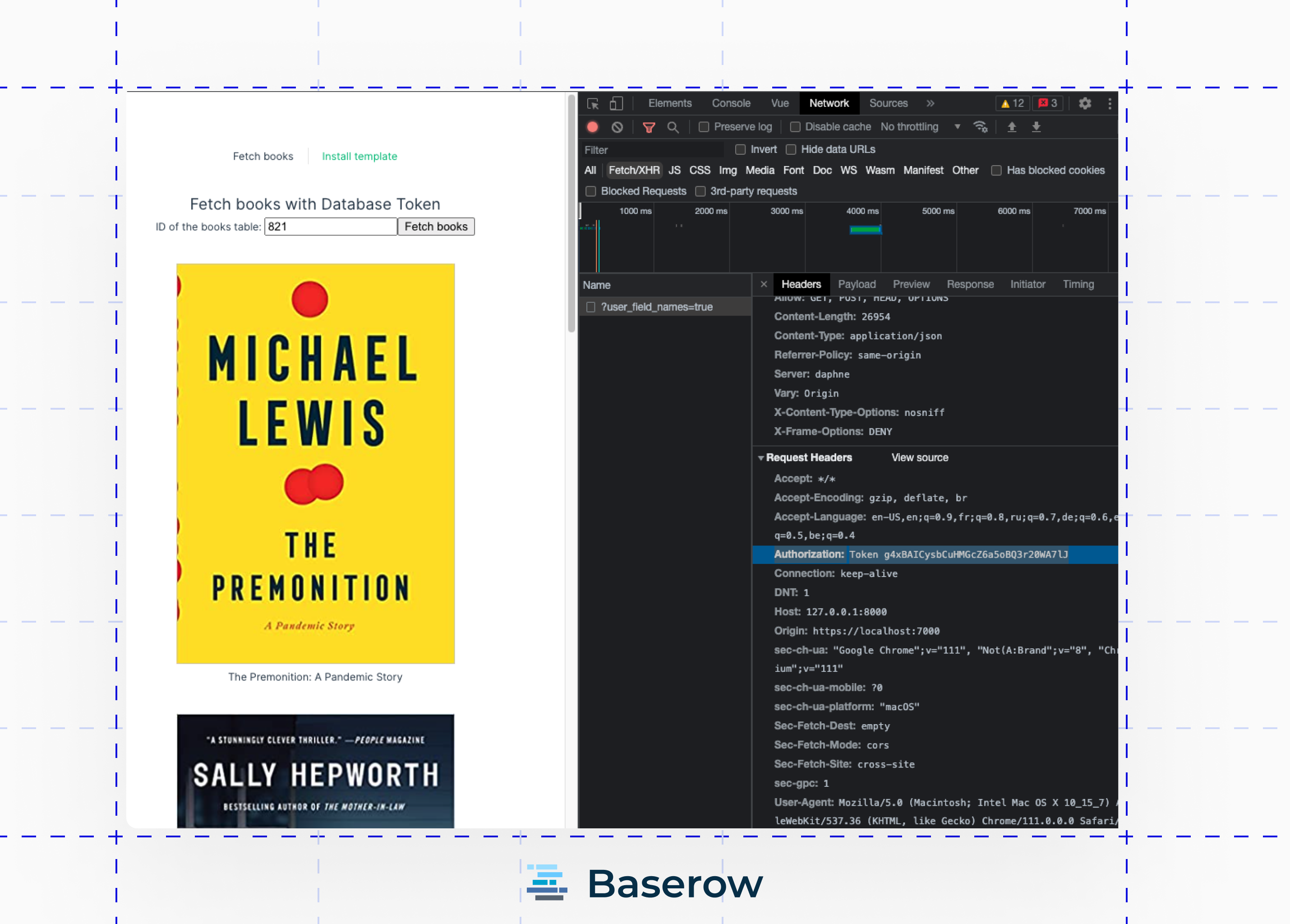 Screenshot showing HTTP call