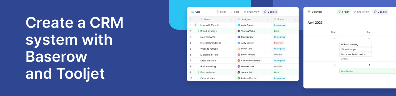 How to create a CRM system with Baserow and Tooljet