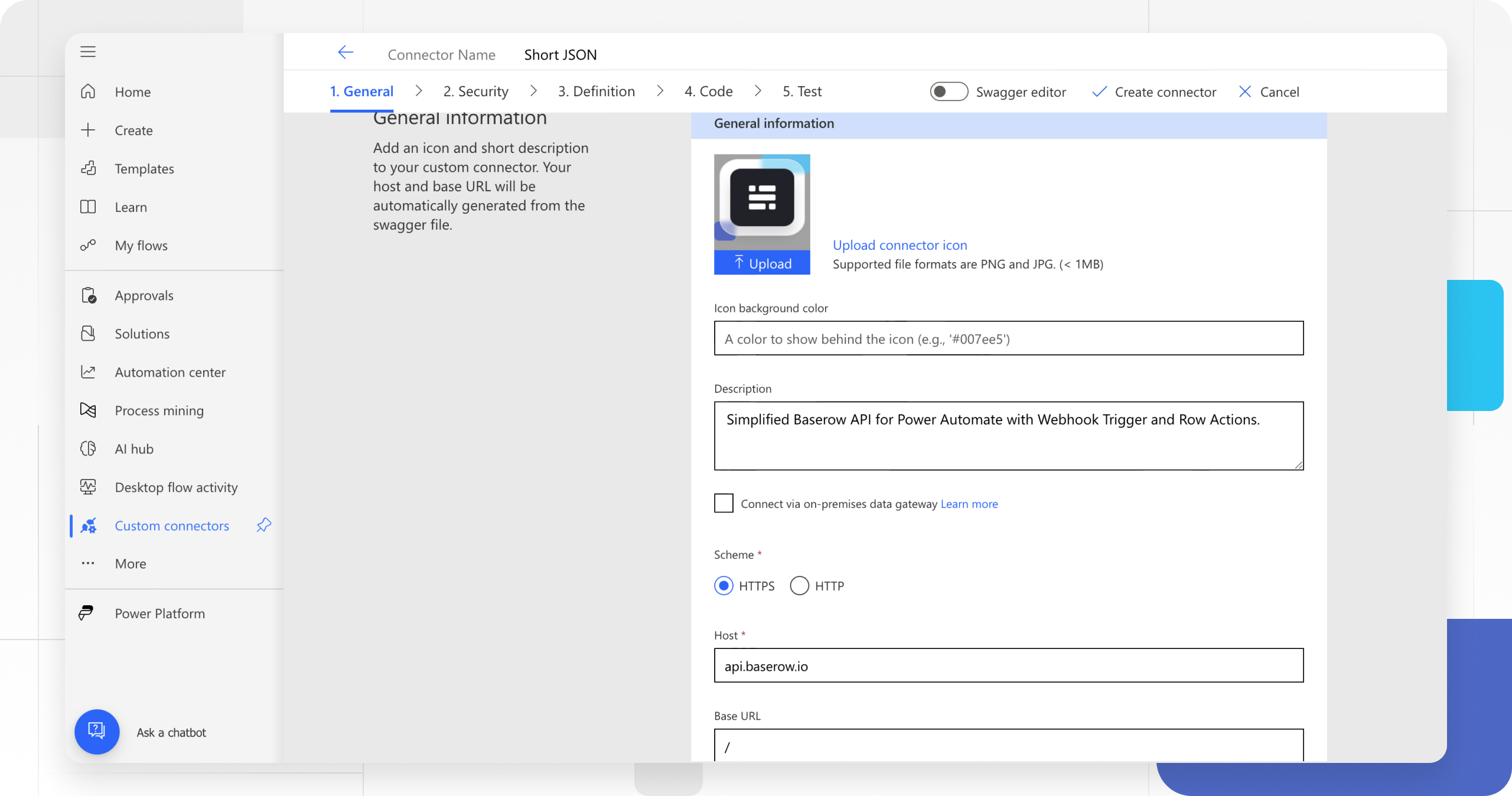 Create custom connector