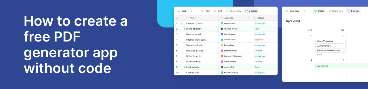How to create a free PDF generator app without code