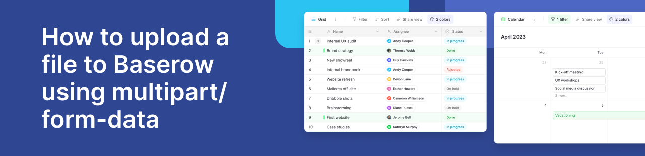 API integration: How to upload a file to Baserow using multipart/form-data