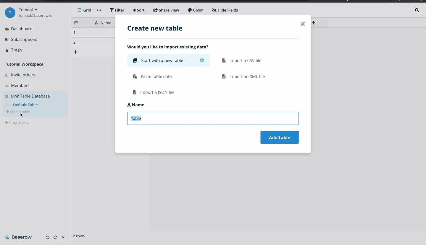 Import CSV data into Baserow