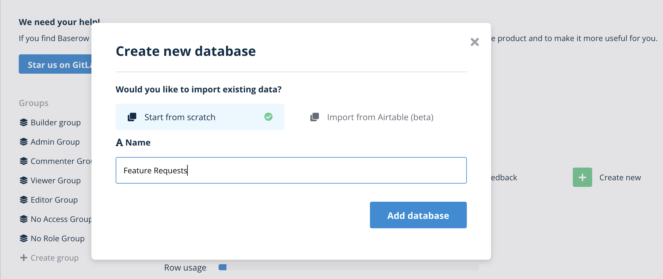 create a database