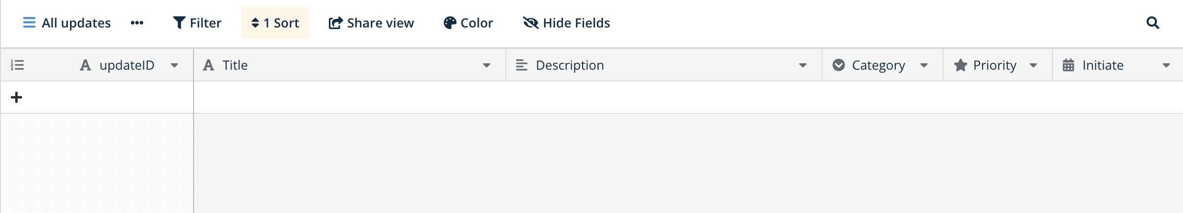 Set up table to edit data