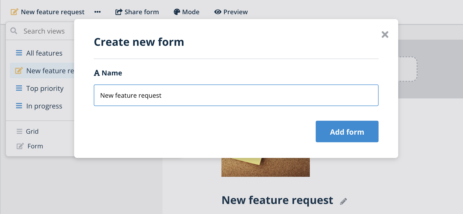 create a new form view