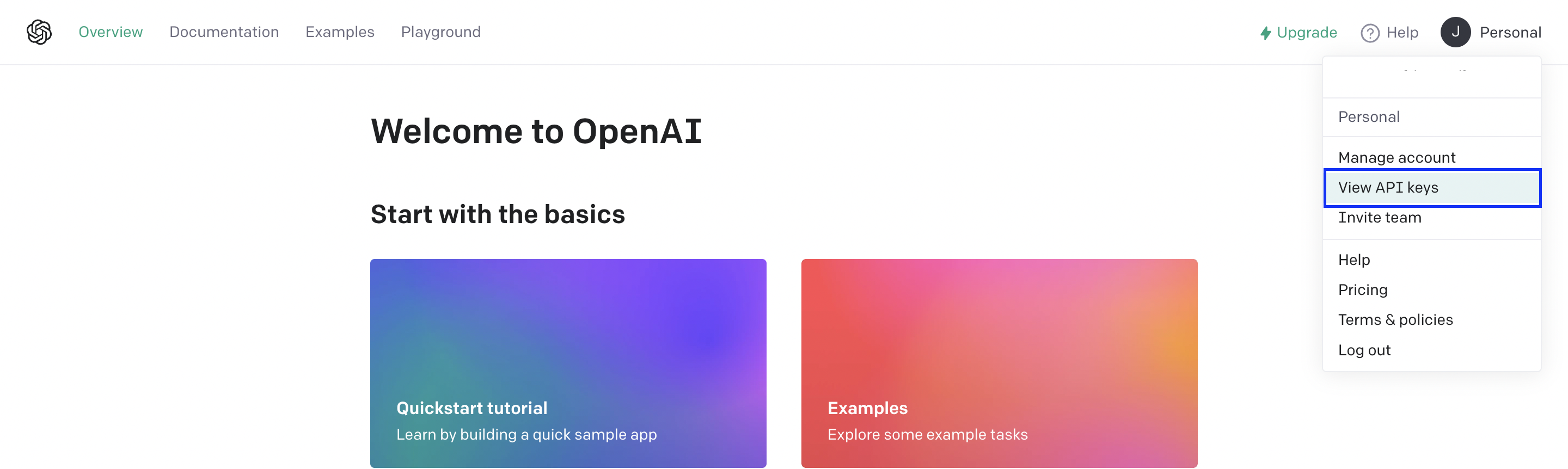 Generate an OpenAI API key