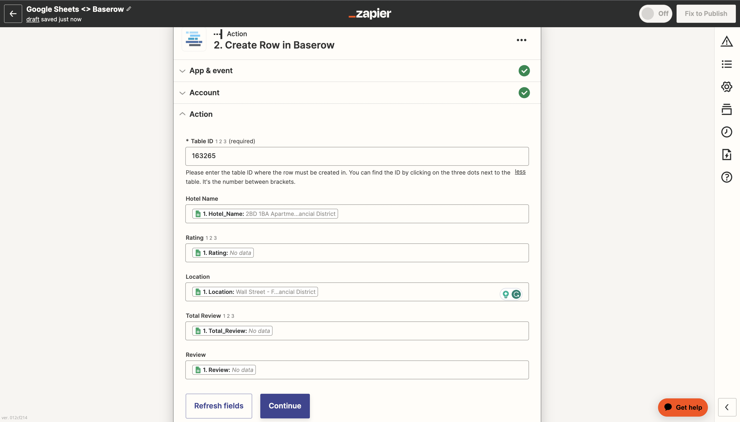 Add a Baserow action for Zapier