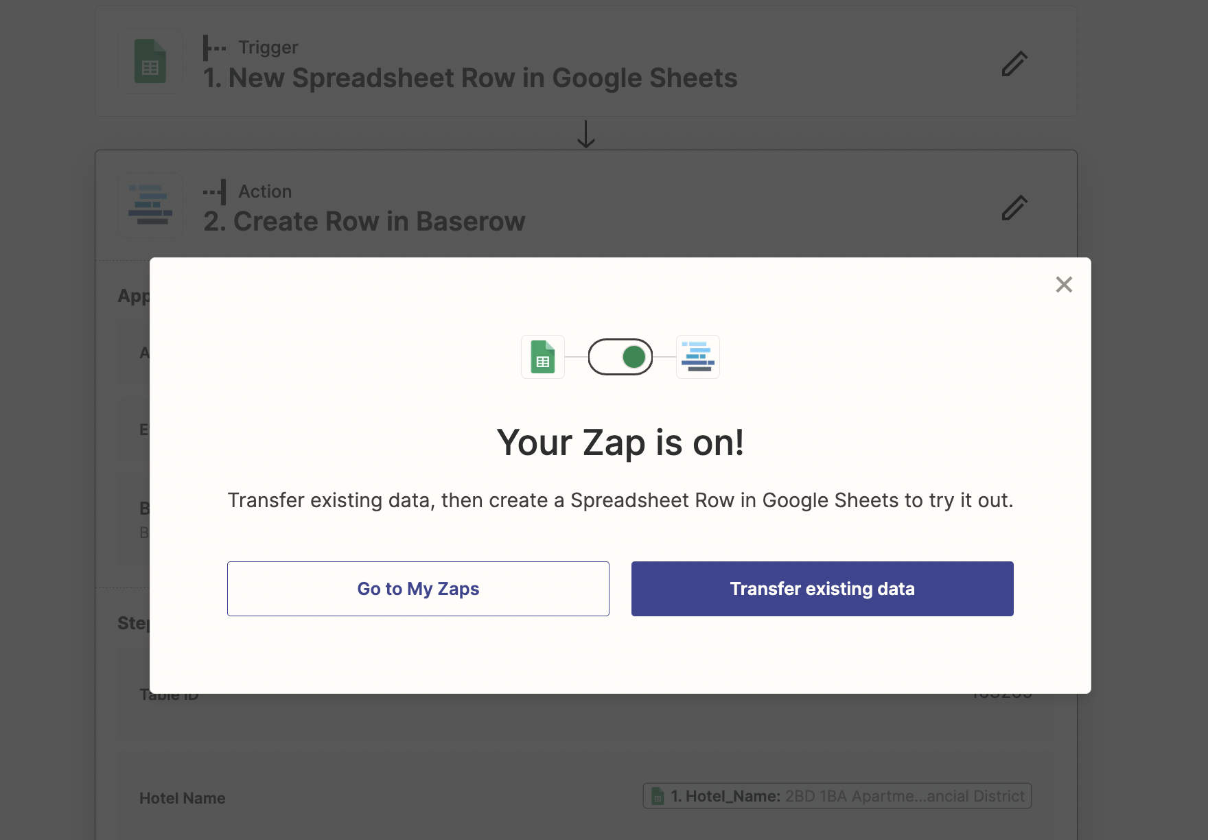 Publish the Zap and start automating Baserow and Zapier