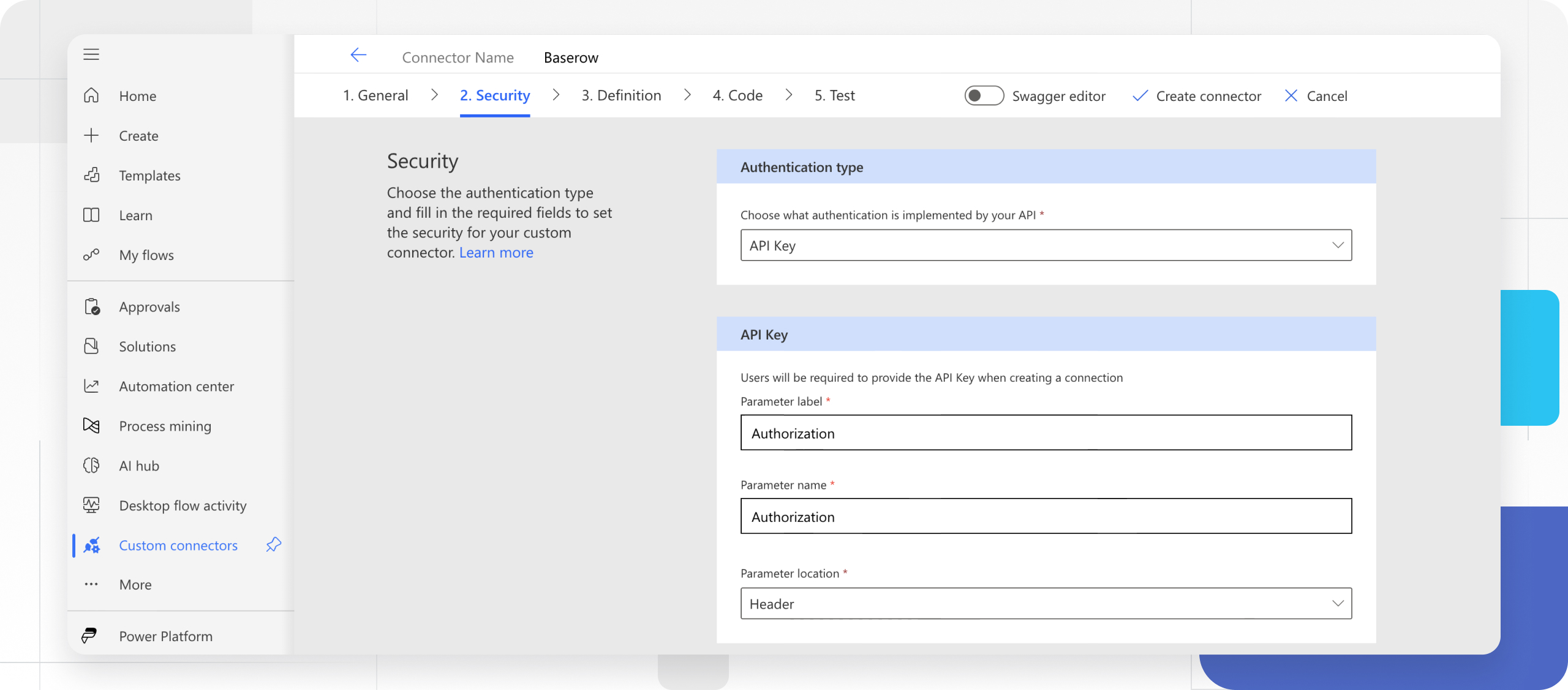 Specify authentication type
