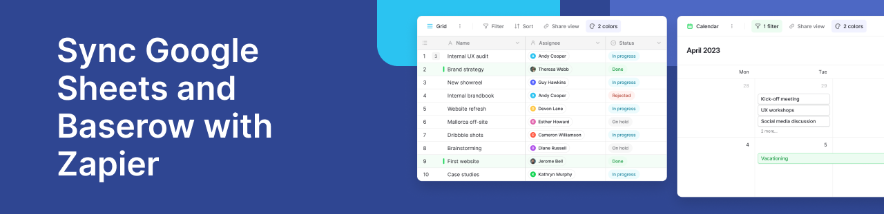 How to integrate Google Sheets and Baserow with Zapier
