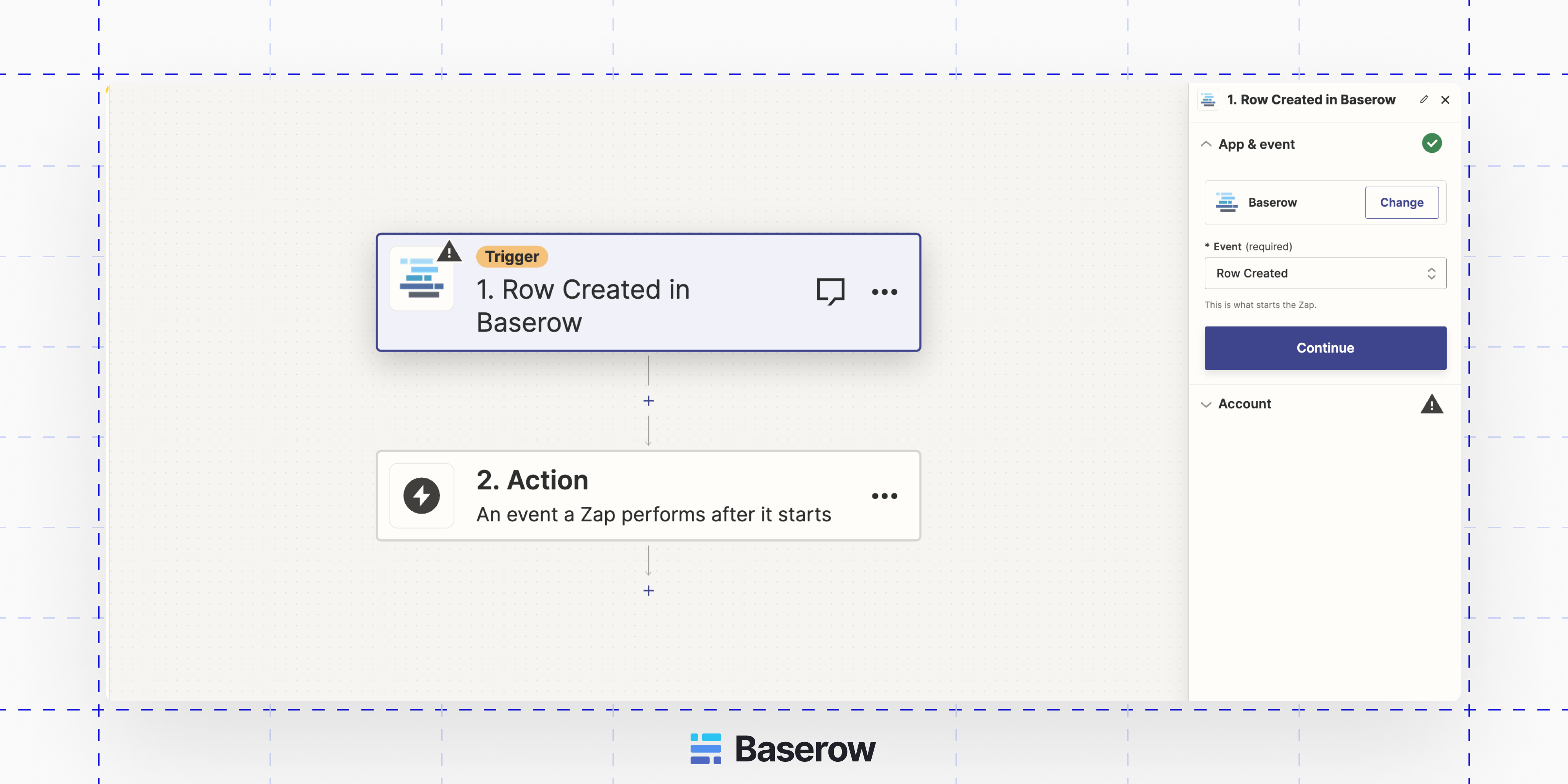 Creating a trigger in Zapier for connecting it to Baserow