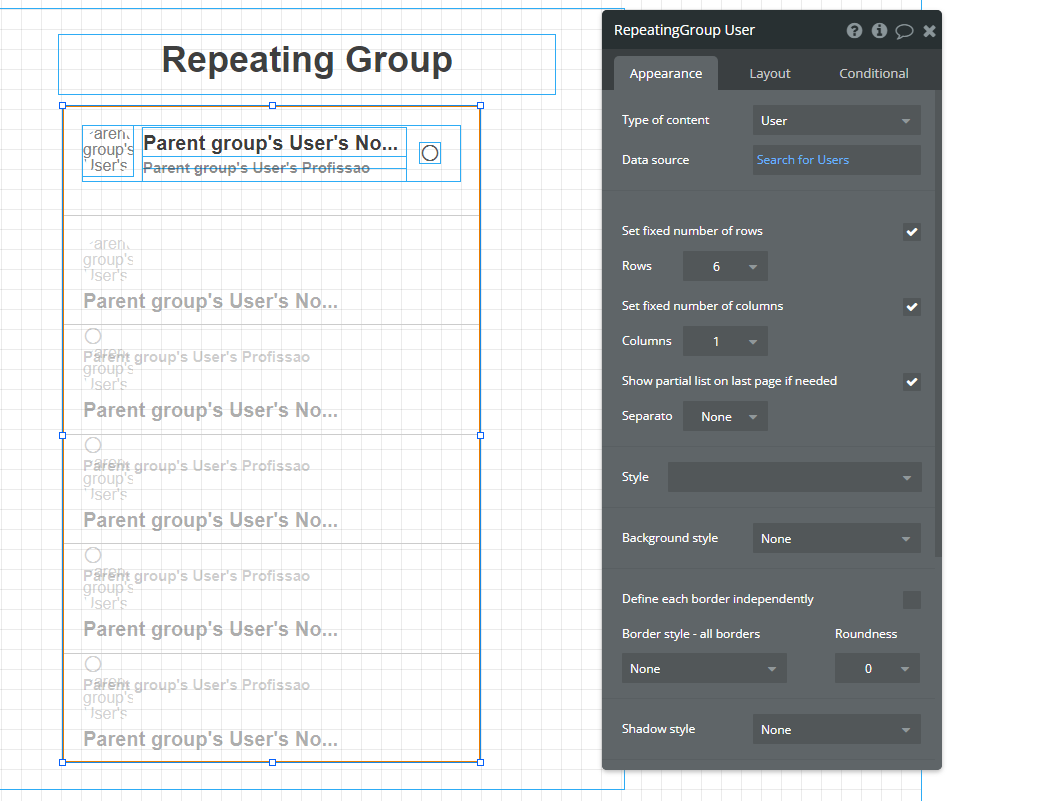 Repeating Group - layout style - Questions - Bubble Forum