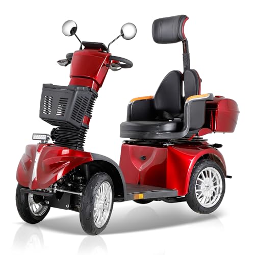 4 Wheel Metro Mobility Scooters for Seniors, Electric Scooter Adults with Seat, Fat tire scooter with comfortable seat and adjust seat and front handle