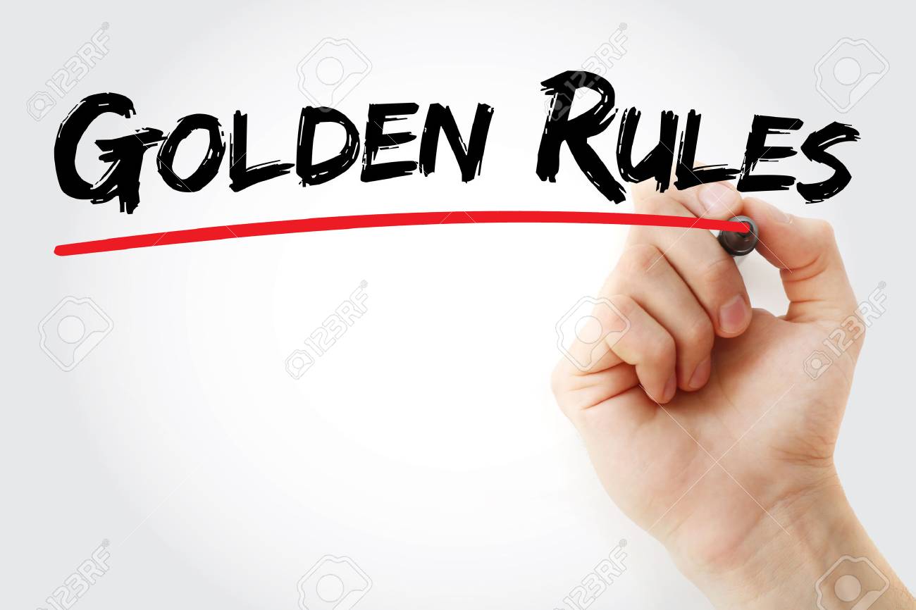 Hand Writing Golden Rules With Marker, Concept Background Stock Photo, Picture And Royalty Free Image. Image 64003408.