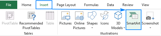 Adding a SmartArt graphic in Excel