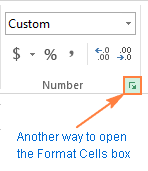 Click the Dialog Box Launcher to open the Format Cells dialog.