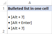Adding multiple bullet points to the same cell