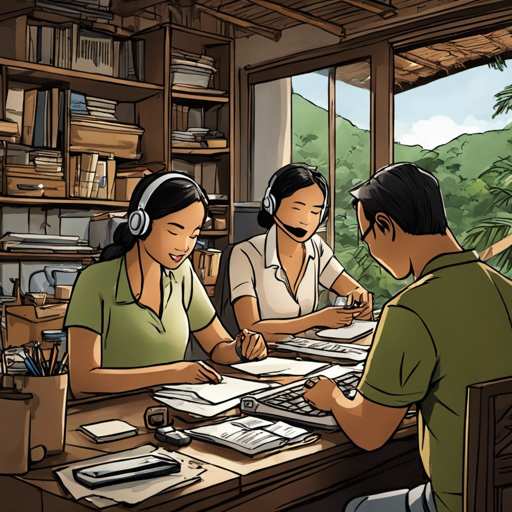 Professional cartoon lifestyle image of a busy Philippines Virtual Assistants working side by side.