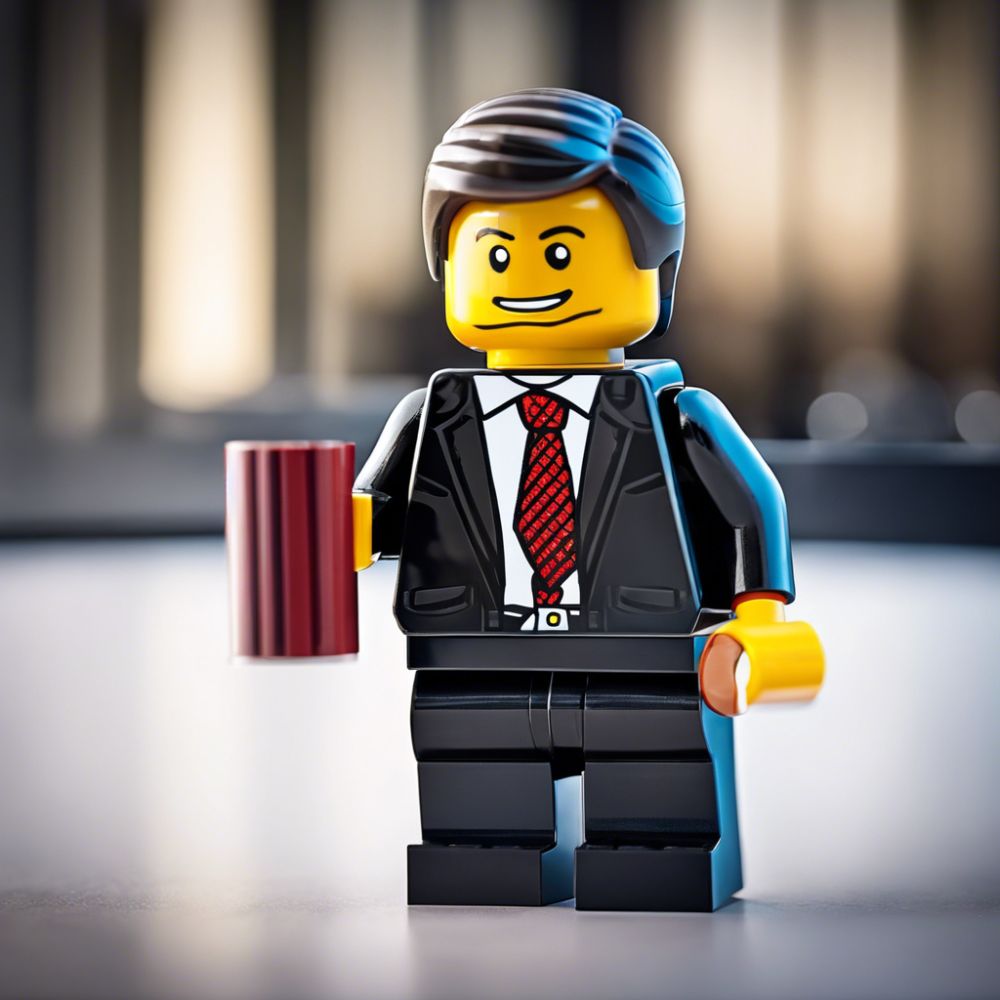 This is One Happy Boss figure made of Lego